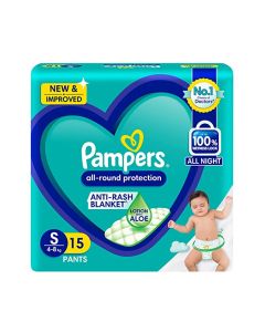 Pampers All round Protection Pants, Lotion with Aloe Vera (S) 15 Count - Pack of 2