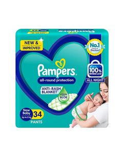 Pampers All round Protection Pants, Lotion with Aloe Vera (NB) 34 Count