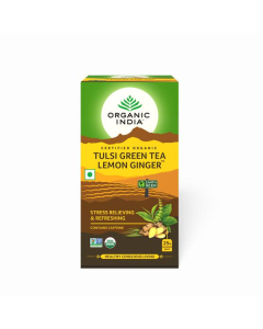 Organic India Tulsi Green Tea Bags - Lemon Ginger 25's