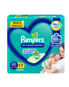 Pampers All round Protection Pants, Lotion with Aloe Vera (NB) 17 Count - Pack of 2
