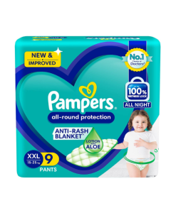 Pampers All round Protection Pants, Lotion with Aloe Vera (XXL) 9 Count - Pack of 2