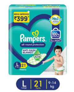 Pampers All round Protection Pants, Lotion with Aloe Vera (L) 21 Count