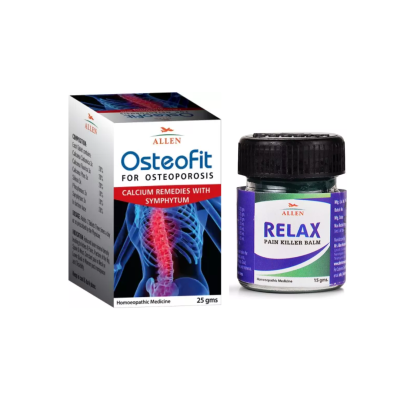 Allen Anti Osteoporosis Combo Pack of Osteofit 25gm Tablet & Relax Pain Killer Balm 15gm