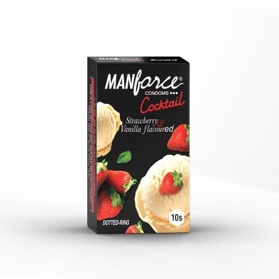 Manforce Cocktail Strawberry and Vanilla Flavoured Condoms, 10 Count