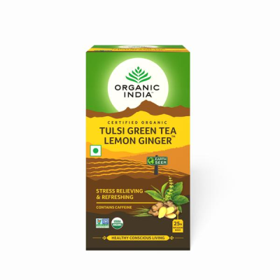 Organic India Tulsi Green Tea Bags - Lemon Ginger 25's