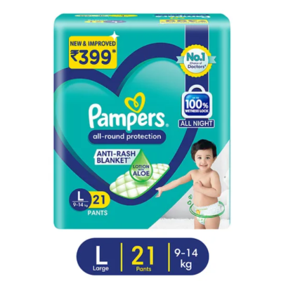 Pampers All round Protection Pants, Lotion with Aloe Vera (L) 21 Count