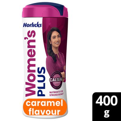 Women's Plus Horlicks No Added Sugar Powder - Caramel Flavour 400 gm (Pet Jar)