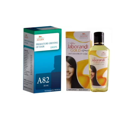 Allen Hair Care Combo Pack of A82 Premature Greying of Hair Drop 30ml & Jaborandi Gold Oil 110ml